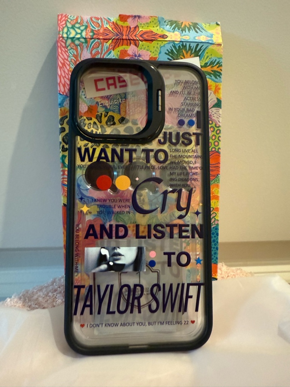 Taylor Swift Clear Graphic Phone Case - Black Trim